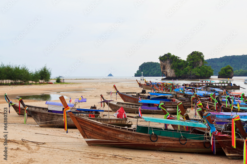 Traditional Thai longtail boats