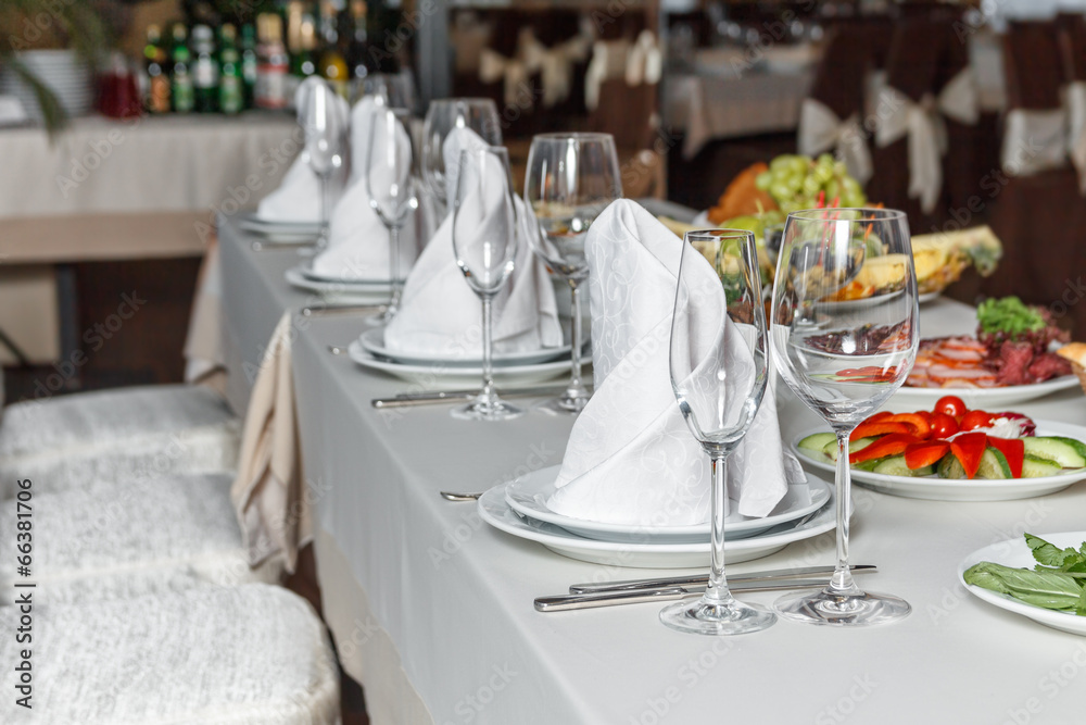 Fototapeta premium Table set for event party or wedding reception celebration