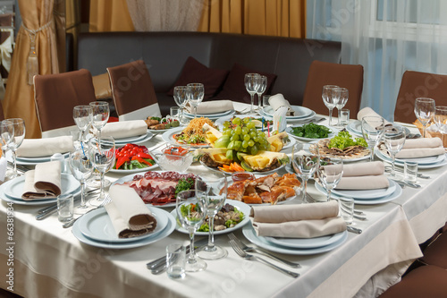Table set for event party or wedding reception celebration