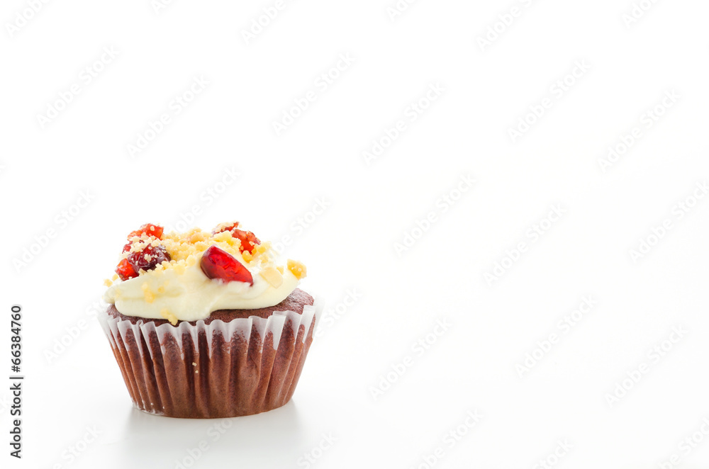 Red cupcake velvet isolated white background Red cupcake velvet isolated white background