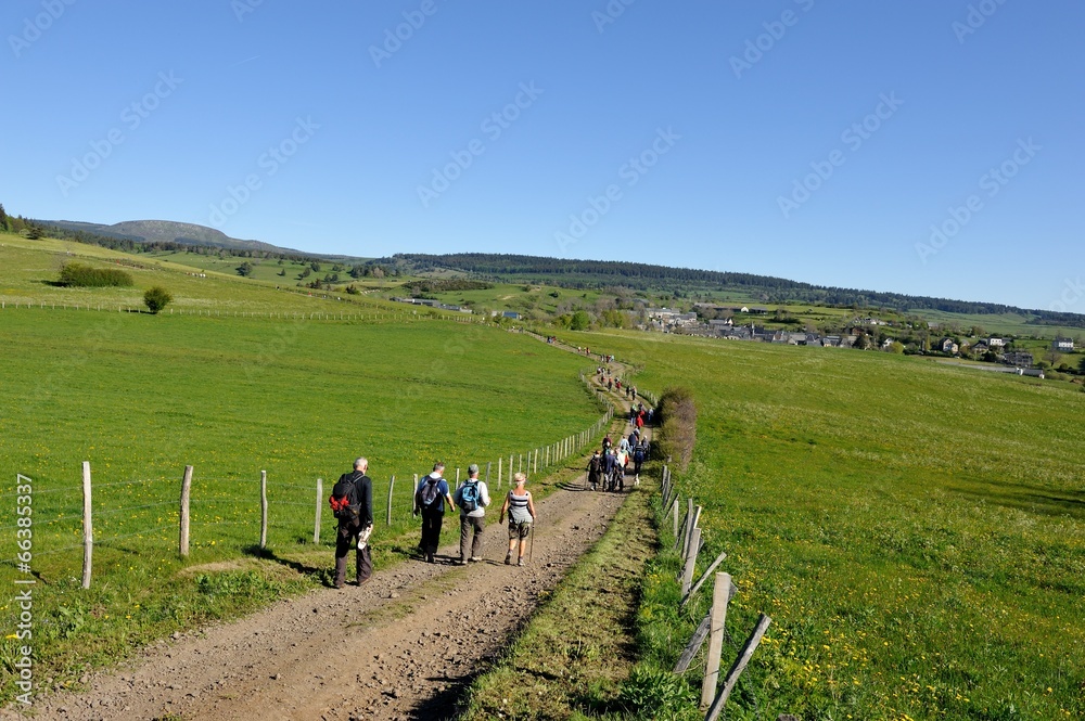 Obraz premium Marcheurs dans le Massif du Sancy