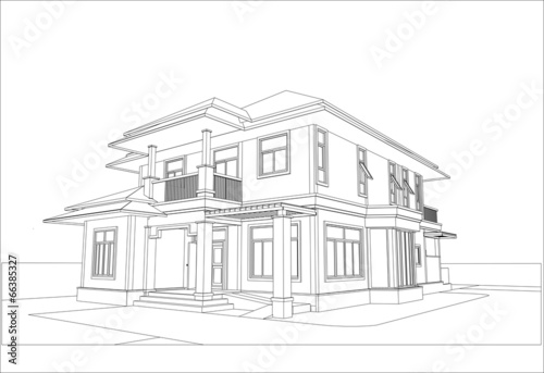 Fototapeta Naklejka Na Ścianę i Meble -  sketch design of house,vector