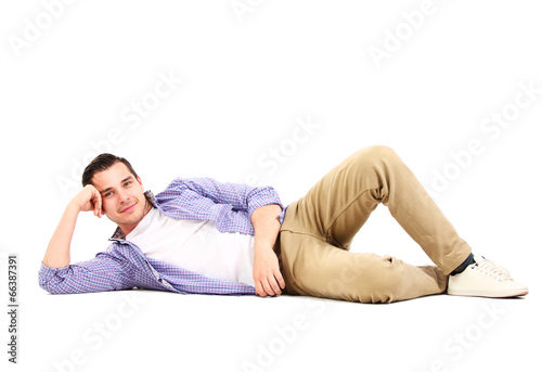 Man lying on floor  photo