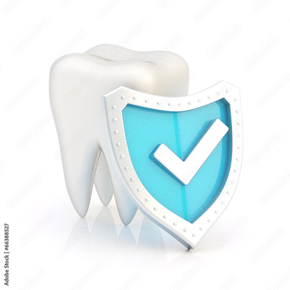 Fototapeta premium White tooth covered with the shield