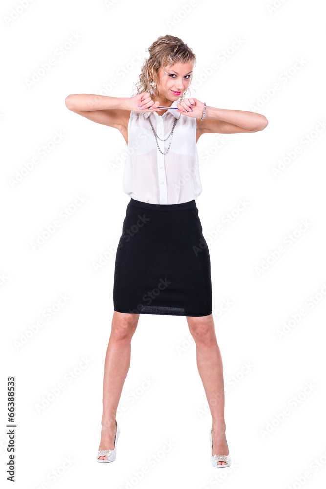 Young happy business woman, isolated on white Young happy business woman, isolated on white