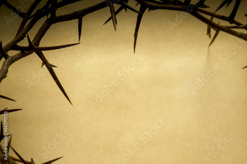 Crown of Thorns on parchment background illustrates Easter