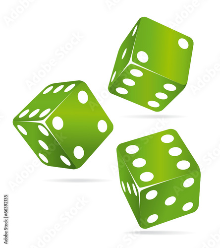 Three green casino dices.