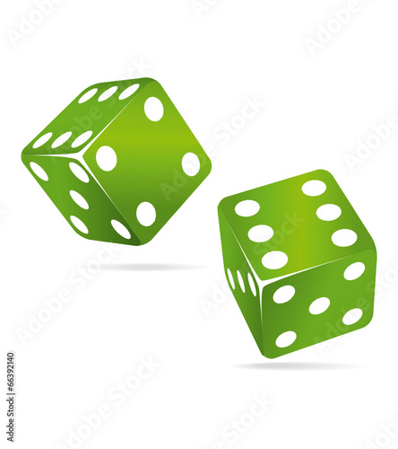 Two green casino dices.