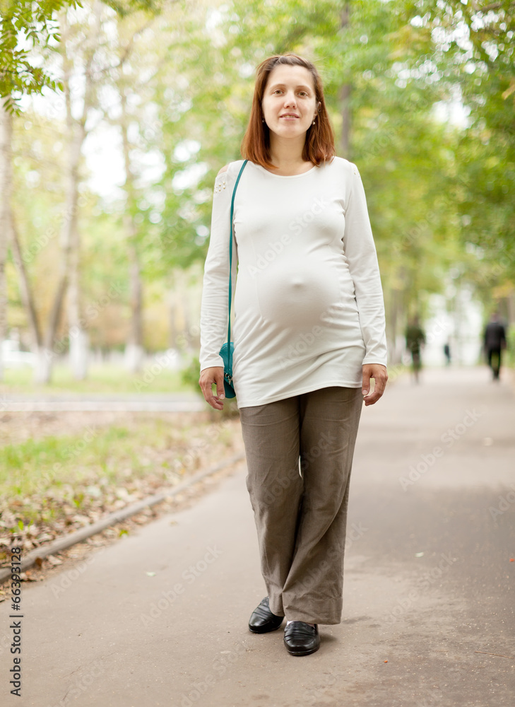  pregnancy woman walks  summer park