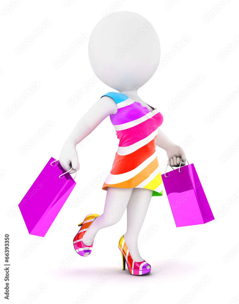 3d white people fashion woman with shopping bags 3d white people fashion woman with shopping bags