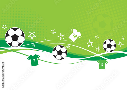 Football background with shirts, stars and footballs