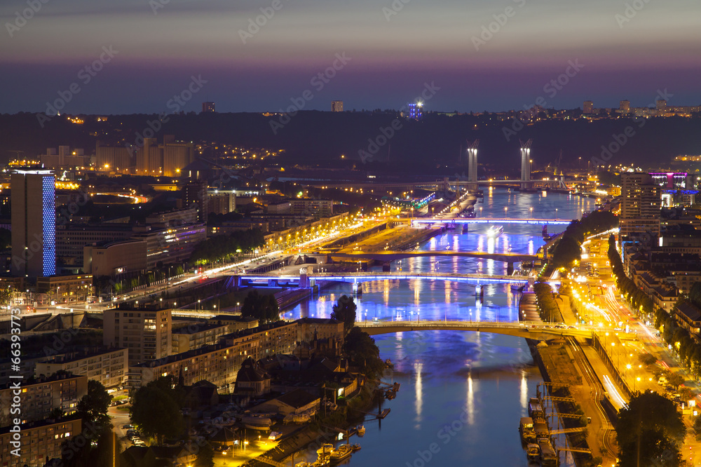 Evening view on Seine river in Rouen