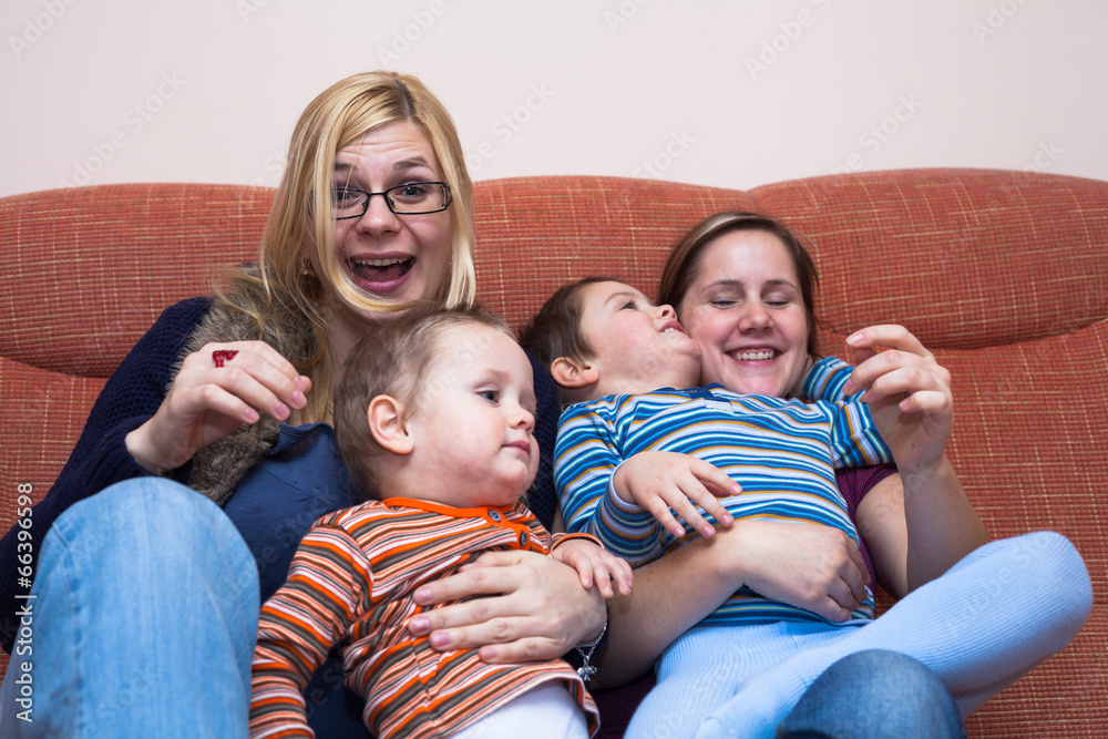 Happy women with children