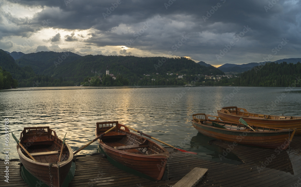 Sun and rain over Lake Bled