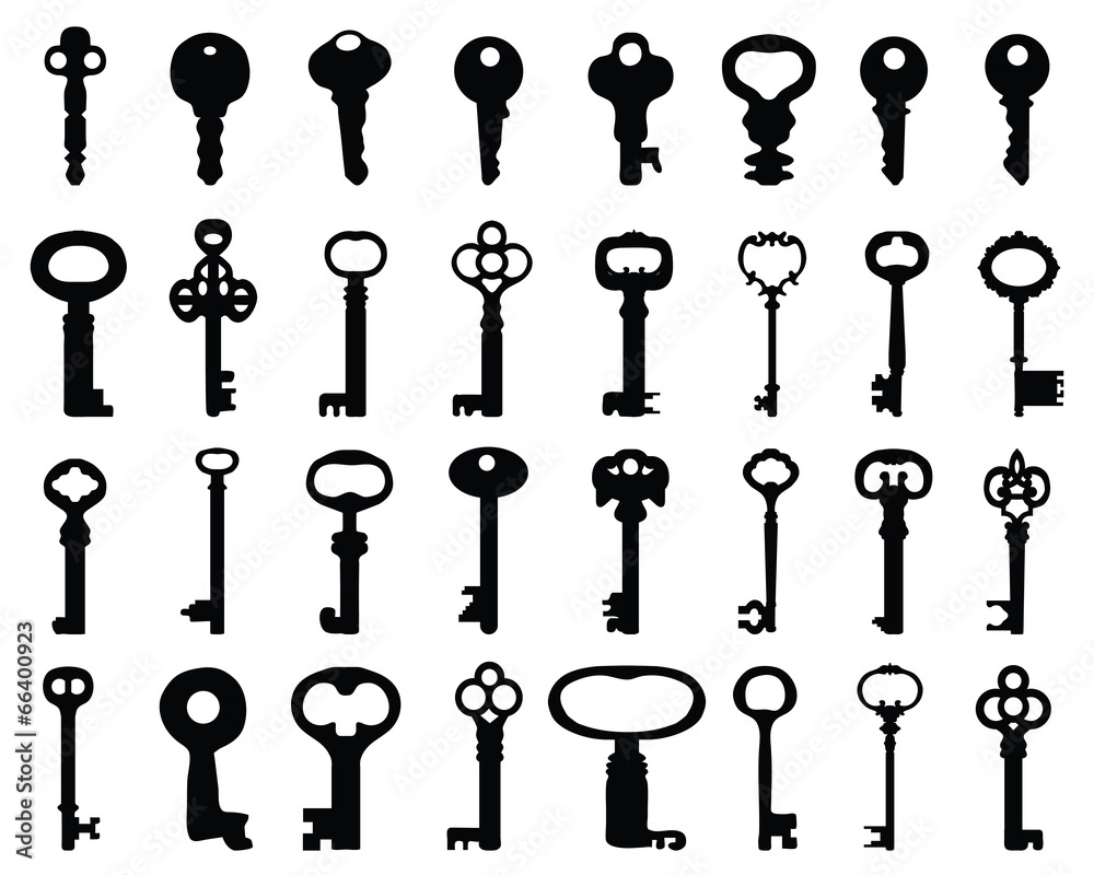 Silhouettes of keys of the doors, vector Silhouettes of keys of the doors, vector