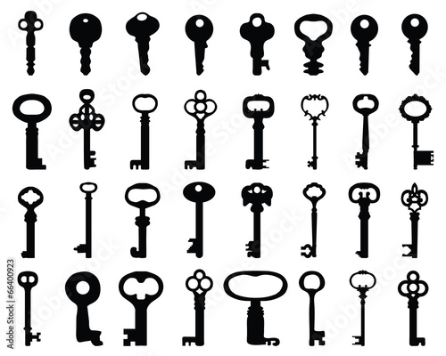 Silhouettes of keys of the doors, vector