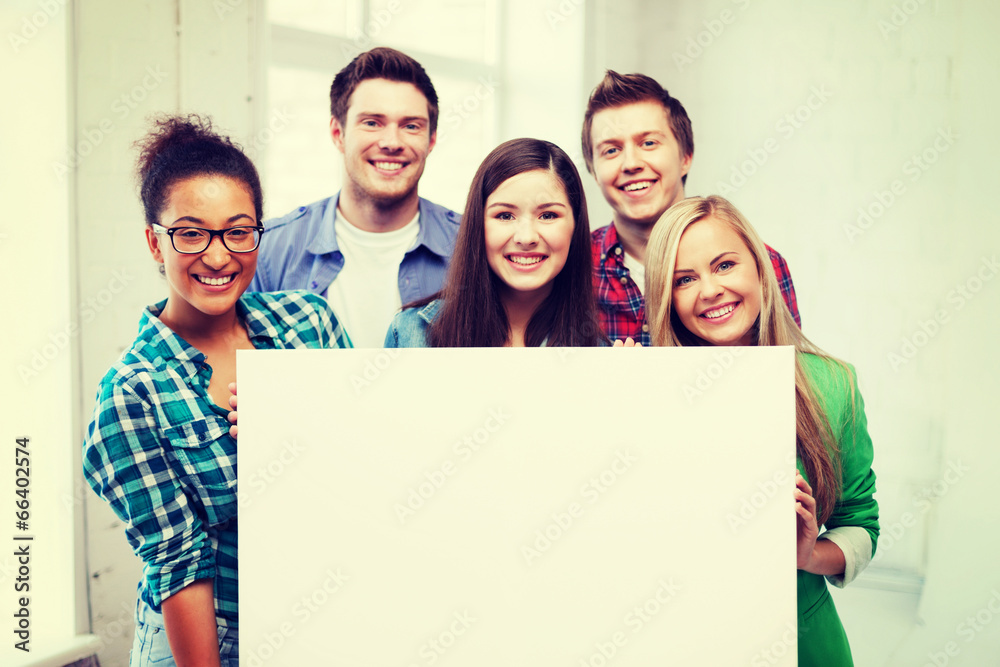 group of students at school with blank board group of students at school with blank board