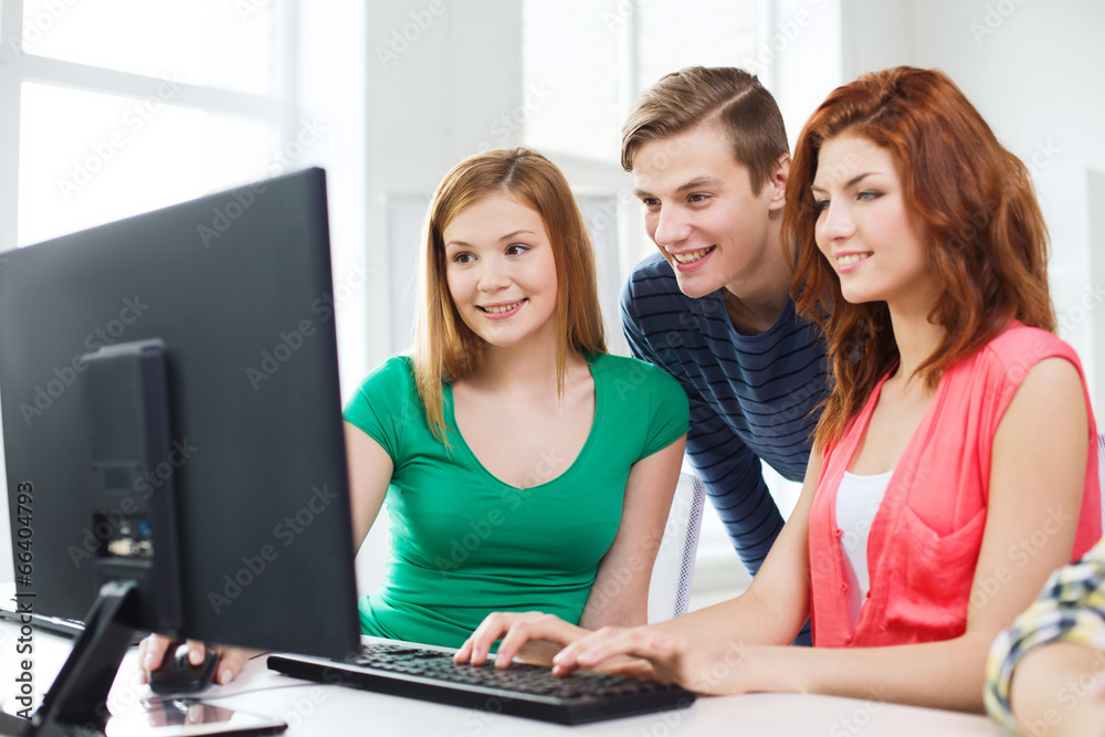 group of smiling students having discussion group of smiling students having discussion