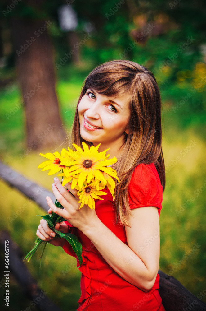 Naklejka premium girl with flowers