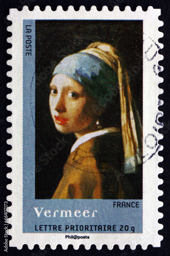 Postage stamp France 2008 Girl with a Pearl Earring, by Vermeer photo