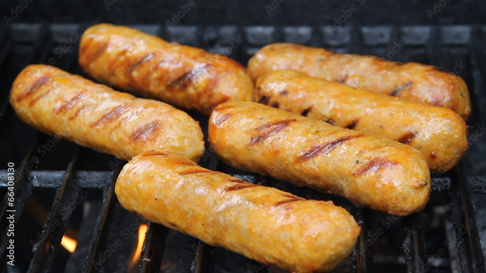 Italian sausages on the grill video real time Italian sausages on the grill video real time
