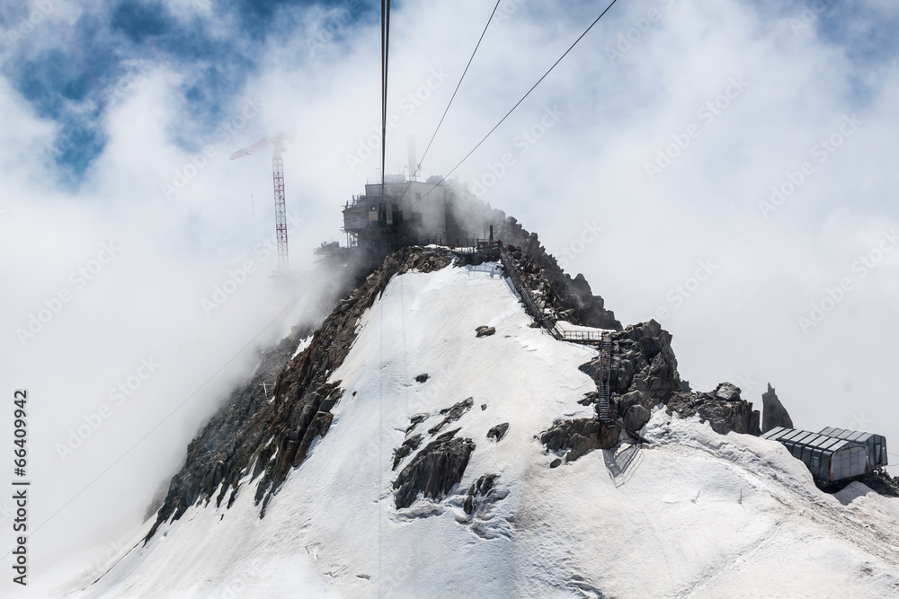 the Pointe Helbronner, on the Mt Blanc mountain range, viewed fr