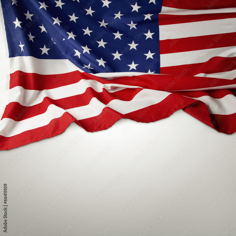 Obraz premium American flag on grey background. Copy space