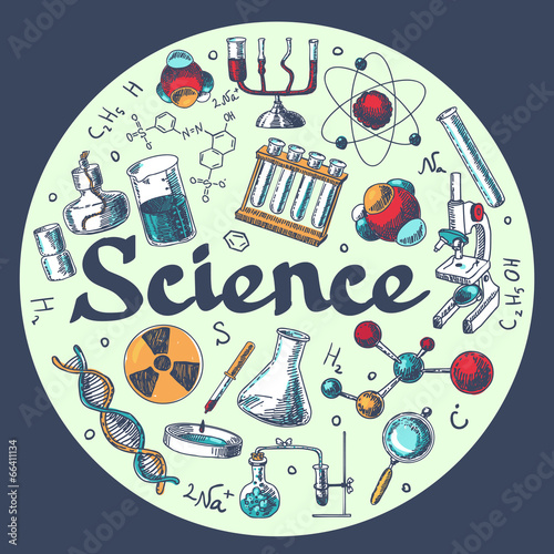 Chemistry research emblem template sketch
