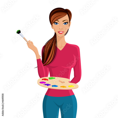 Woman painter portrait