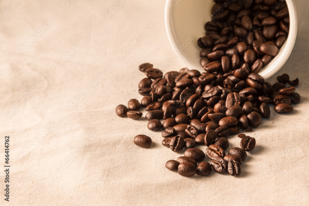 close up of Coffee beans on cloth close up of Coffee beans on cloth