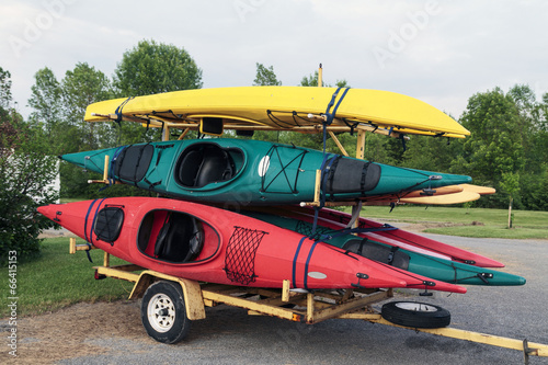 Coloful Kayaks and Trailer