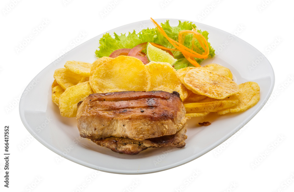 Grilled pork with potato