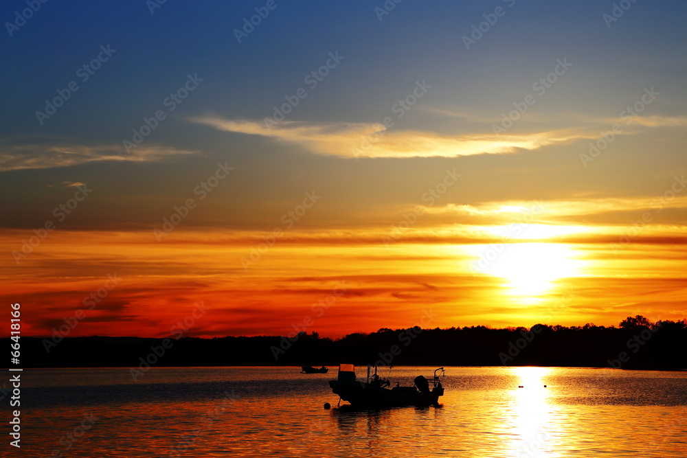 サロマ湖登栄床の夕景