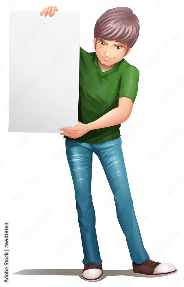A man holding an empty signboard A man holding an empty signboard