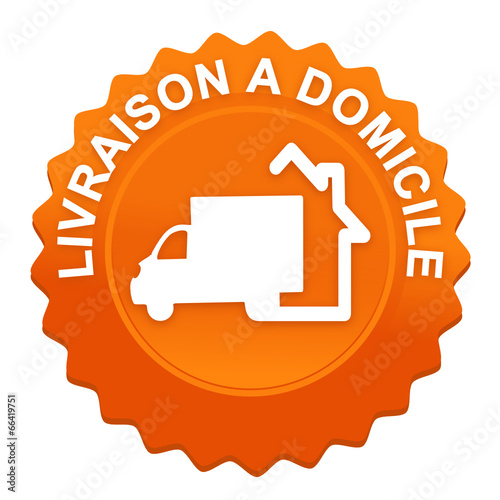 livraison à domicile sur bouton web denté orange