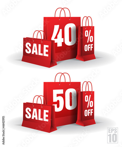 Shopping bag printed with a forty and fifty discount