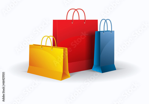 Shopping bags on white. Vector