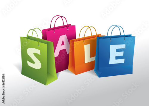 Illustration of shopping bags on white. Vector.