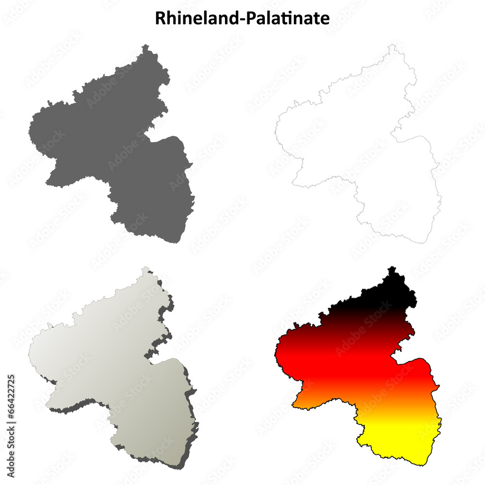 Fototapeta premium Rhineland-Palatinate blank outline map set