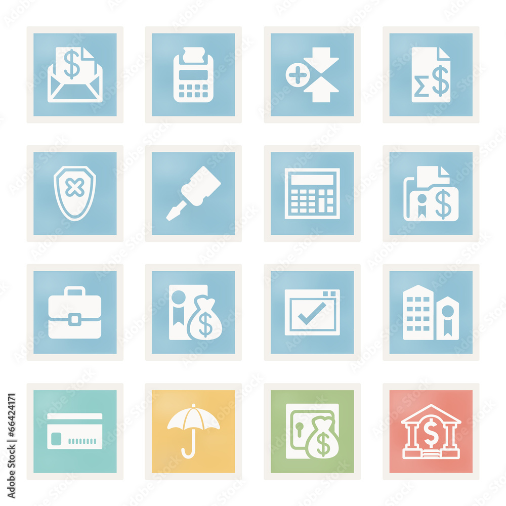 Banking icons on paper. Banking icons on paper.