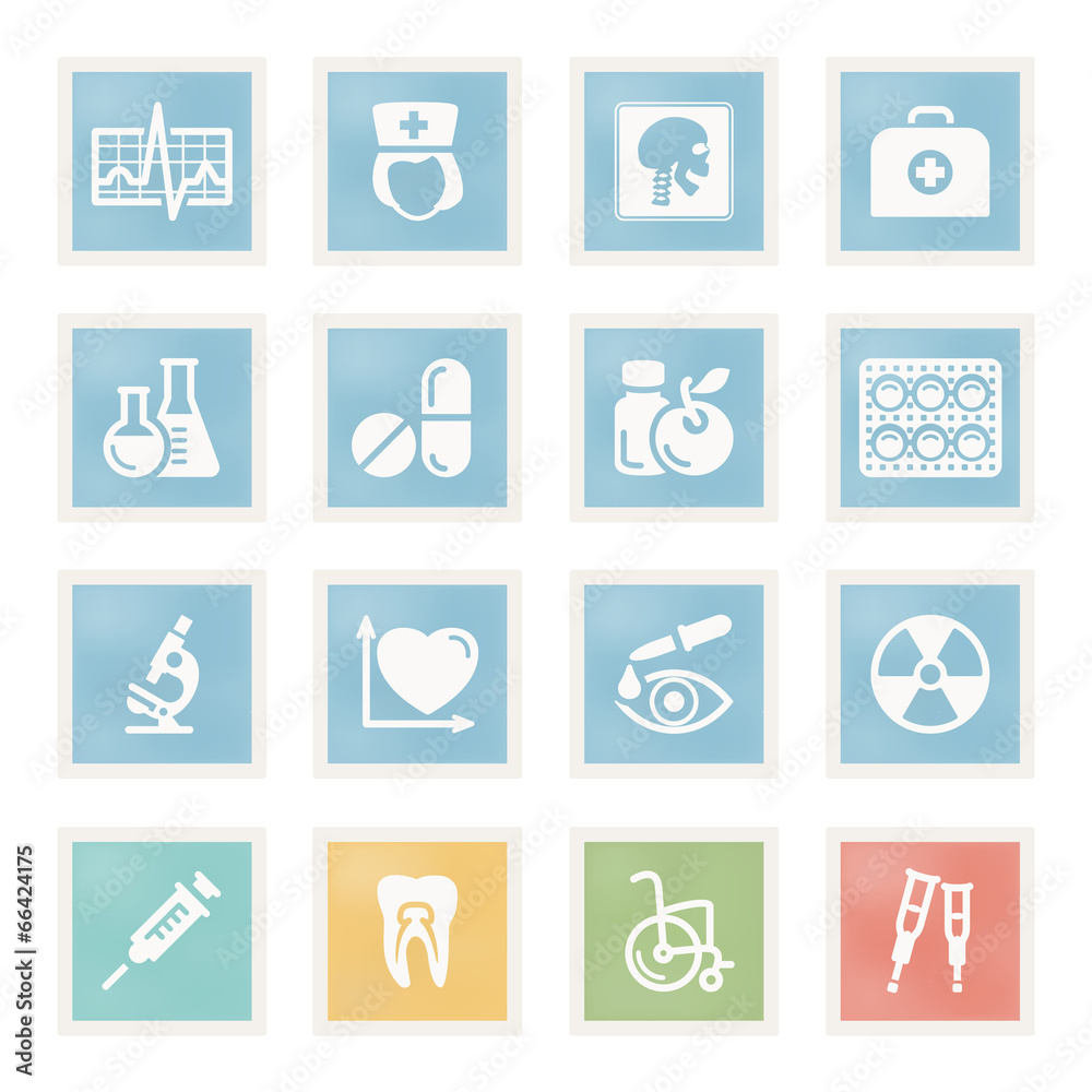 Medicine icons on paper. Medicine icons on paper.
