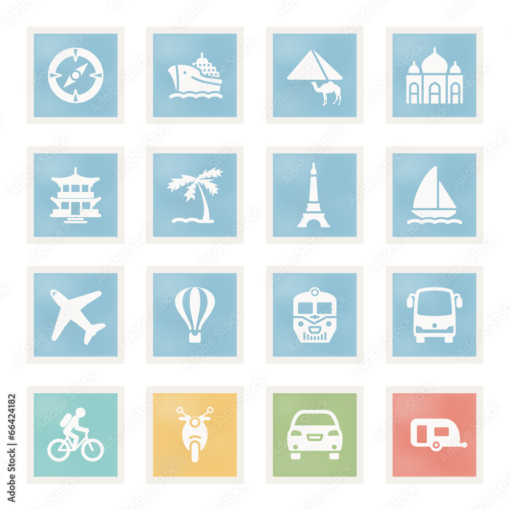 Travel icons on paper. Travel icons on paper.