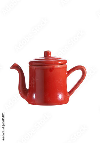 red kettle on white background