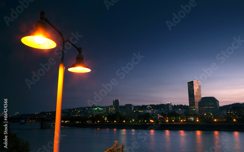 Willamette River Waterfront Downtown Portland City Skyline photo