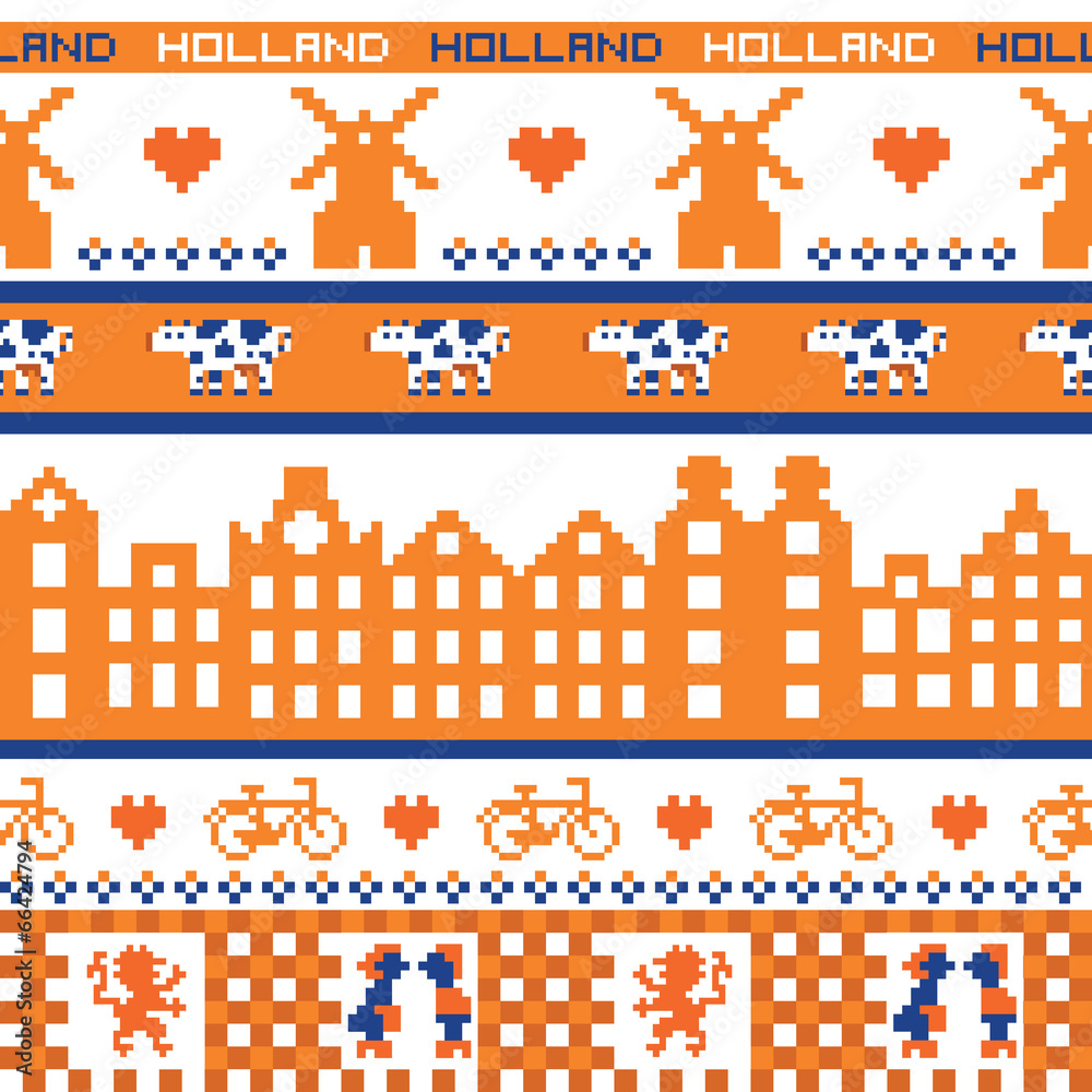 Fototapeta premium seamless retro pixel Holland orange pattern