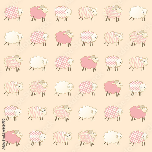 pink wallpaper with baby lambs