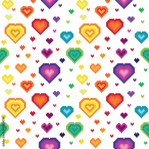 seamless retro pixel heart pattern