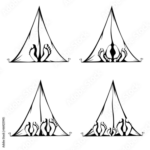 Funny Camping - Silhouette variations of funny camping tents