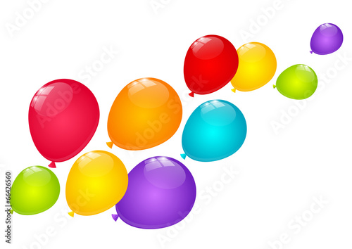 Color balloons on white background