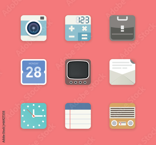 Set of flat vector items